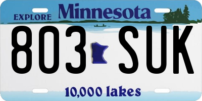 MN license plate 803SUK