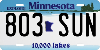 MN license plate 803SUN