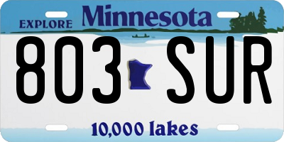 MN license plate 803SUR