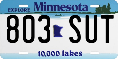 MN license plate 803SUT