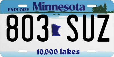 MN license plate 803SUZ