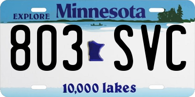 MN license plate 803SVC
