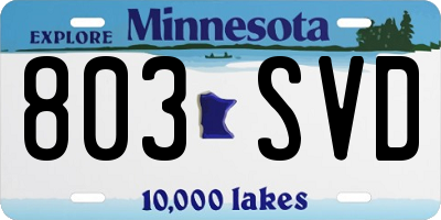 MN license plate 803SVD