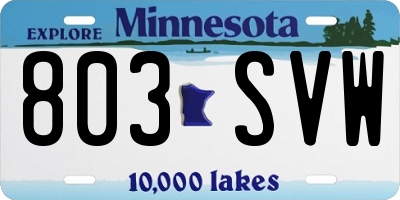 MN license plate 803SVW
