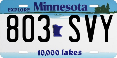 MN license plate 803SVY