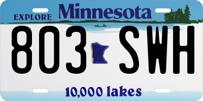 MN license plate 803SWH