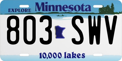 MN license plate 803SWV