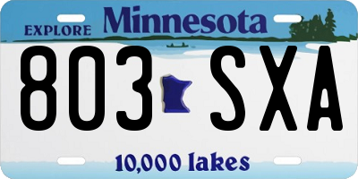 MN license plate 803SXA