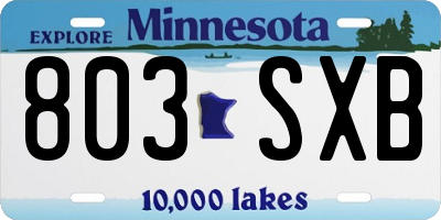 MN license plate 803SXB
