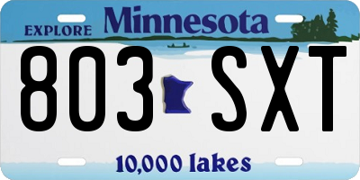 MN license plate 803SXT