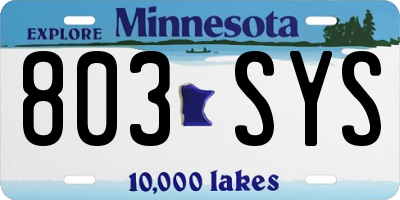 MN license plate 803SYS