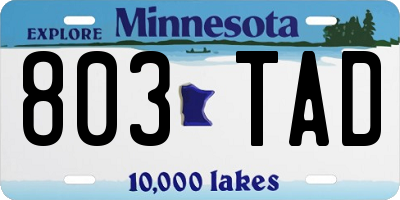 MN license plate 803TAD