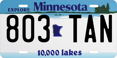 MN license plate 803TAN