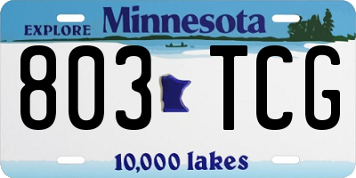 MN license plate 803TCG