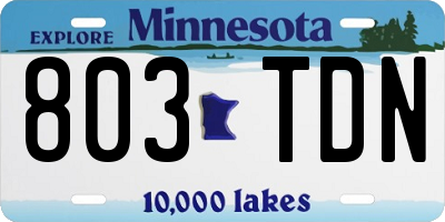 MN license plate 803TDN
