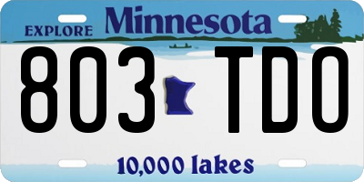 MN license plate 803TDO