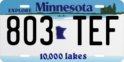 MN license plate 803TEF