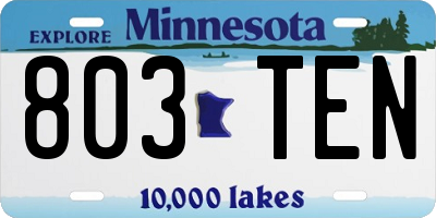 MN license plate 803TEN