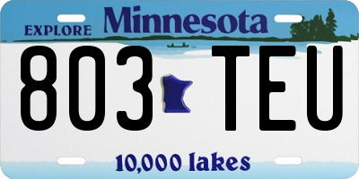 MN license plate 803TEU