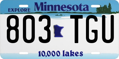MN license plate 803TGU