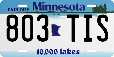 MN license plate 803TIS