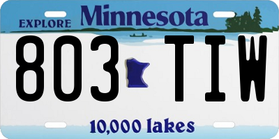 MN license plate 803TIW