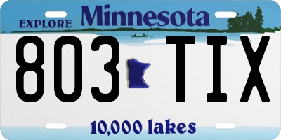 MN license plate 803TIX