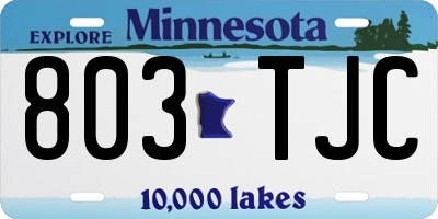 MN license plate 803TJC