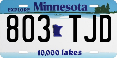 MN license plate 803TJD