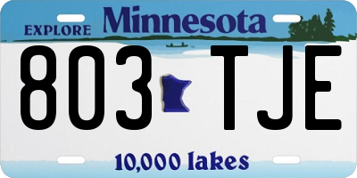 MN license plate 803TJE