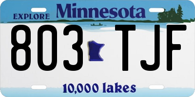 MN license plate 803TJF