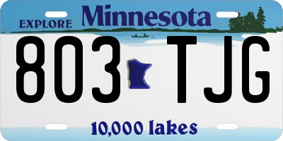 MN license plate 803TJG