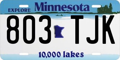 MN license plate 803TJK