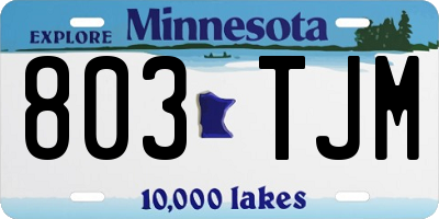MN license plate 803TJM