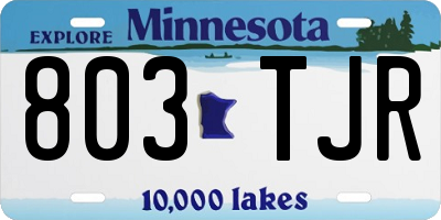 MN license plate 803TJR