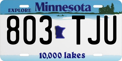 MN license plate 803TJU