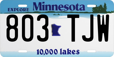 MN license plate 803TJW