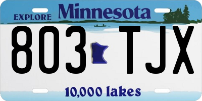MN license plate 803TJX