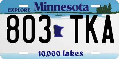 MN license plate 803TKA