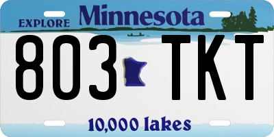 MN license plate 803TKT