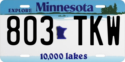 MN license plate 803TKW