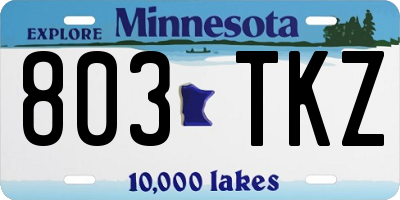 MN license plate 803TKZ