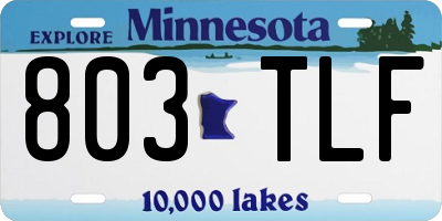 MN license plate 803TLF