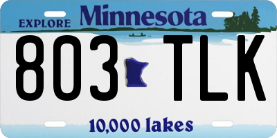 MN license plate 803TLK