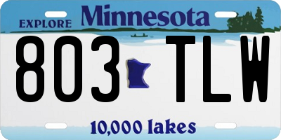 MN license plate 803TLW