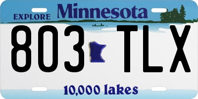 MN license plate 803TLX