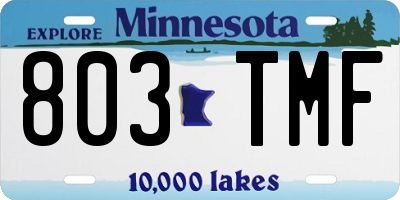 MN license plate 803TMF