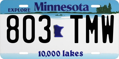 MN license plate 803TMW