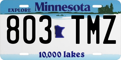 MN license plate 803TMZ