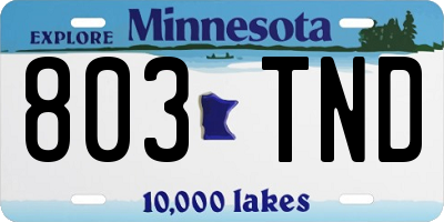 MN license plate 803TND